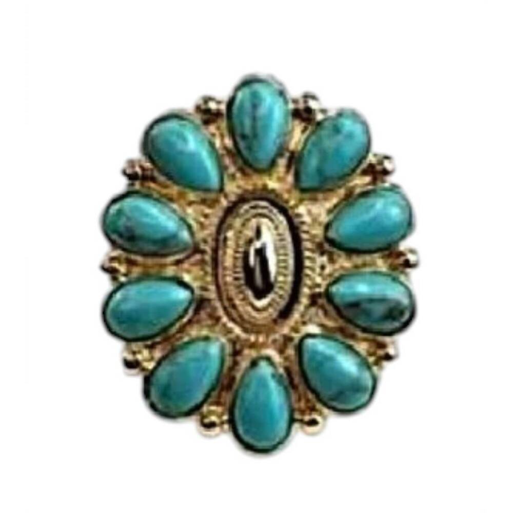 NEW PINK PANACHE women's concho adjustable ring in turquoise